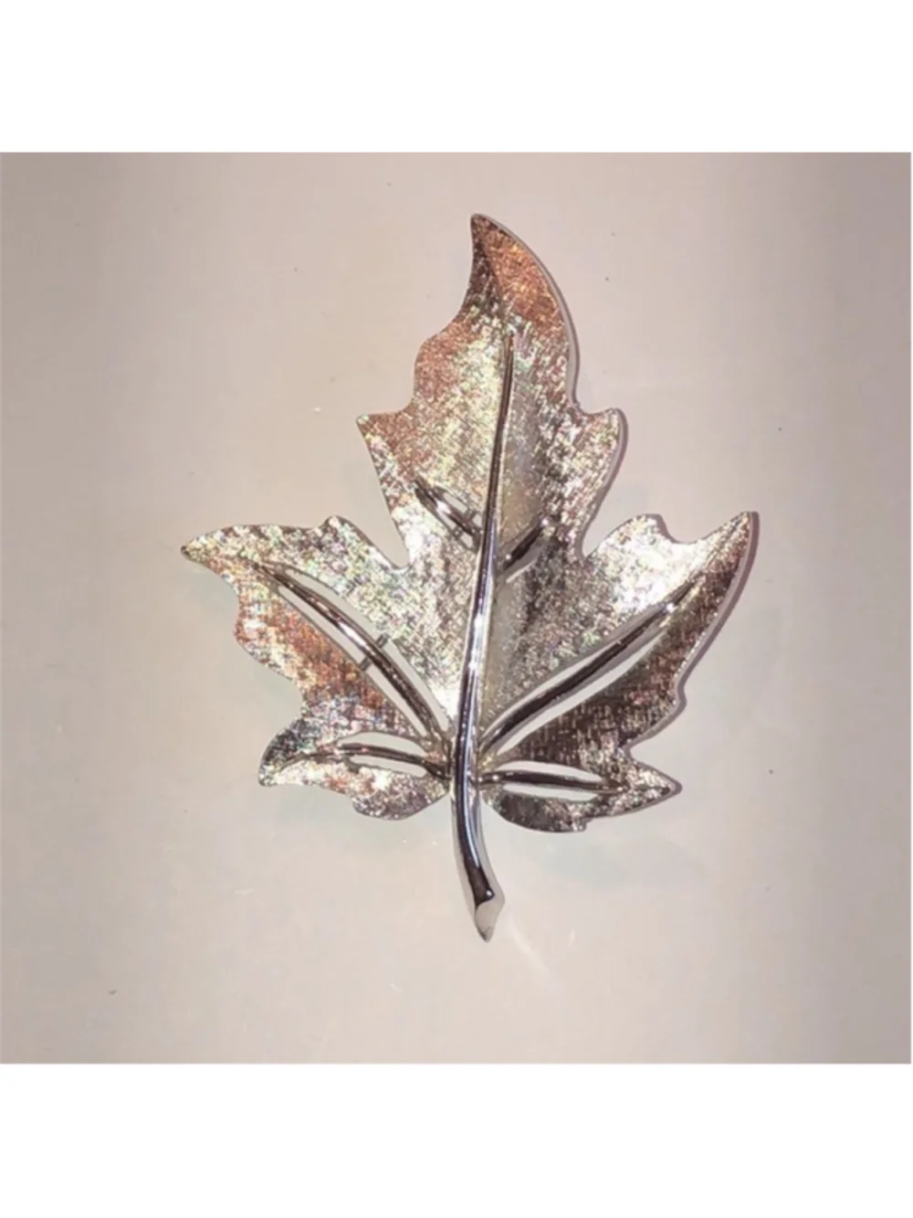 Marcel Boucher 977 Signed Silver Tone Leaf Brooch Shoulder Pin